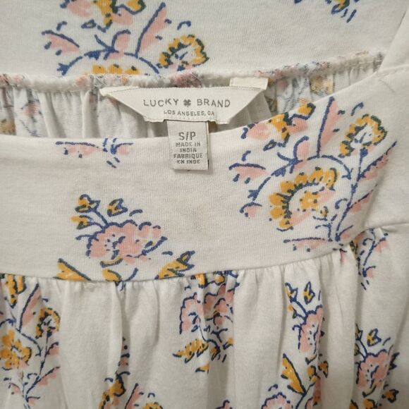 Lucky Brand Short Sleeve Square Floral Print Top Size S - Picture 5 of 6